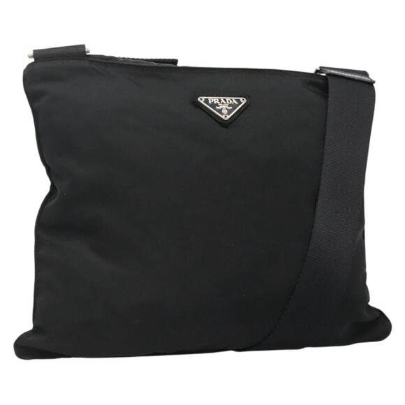 PRADA Shoulder Bag Nylon Black Silver - Picture 1 of 12